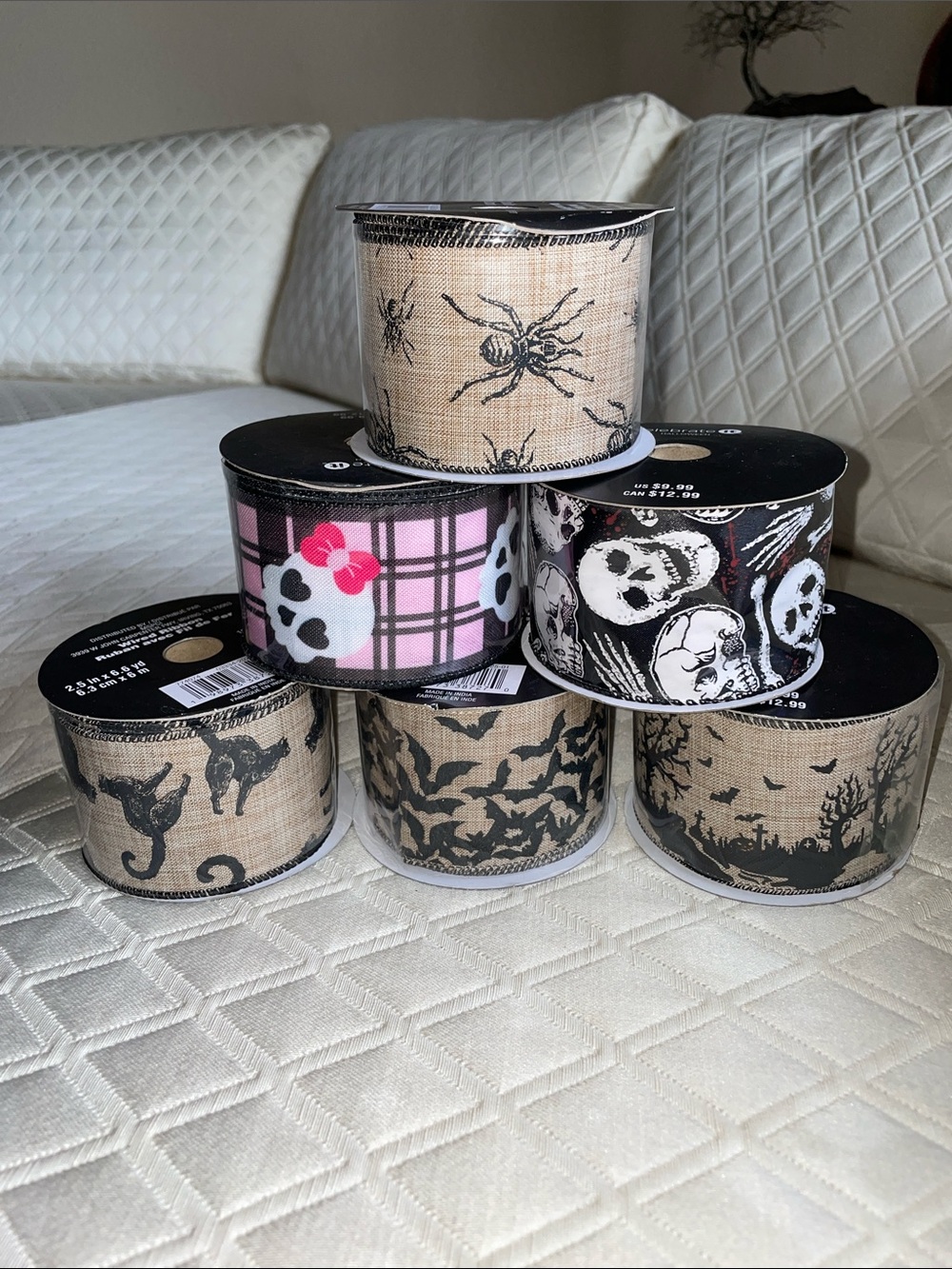 Halloween Wired Craft Ribbon 6 Rolls NWT